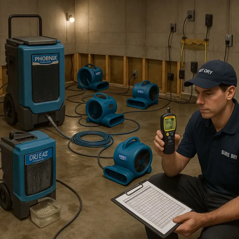 Structural Drying and Dehumidification process in Amity Gardens, PA